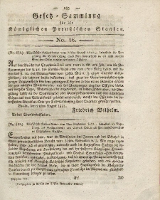 Gesetz-Sammlung für die Königlichen Preussischen Staaten, 22. November 1821, nr. 16.