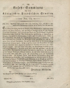 Gesetz-Sammlung für die Königlichen Preussischen Staaten, 11. Dezember 1821, nr. 18.