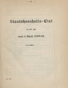 Gesetz-Sammlung für die Königlichen Preussischen Staaten, (Staatshaushalts-Etat für das Jahr von 1. April 1885/86)
