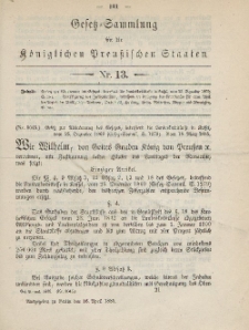 Gesetz-Sammlung für die Königlichen Preussischen Staaten, 16. April 1885, nr. 13.