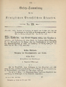 Gesetz-Sammlung für die Königlichen Preussischen Staaten, 23. Juni 1885, nr. 23.