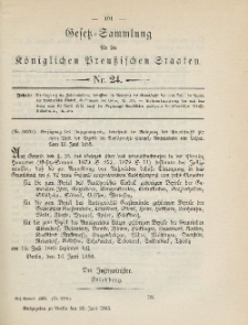 Gesetz-Sammlung für die Königlichen Preussischen Staaten, 25. Juni 1885, nr. 24.