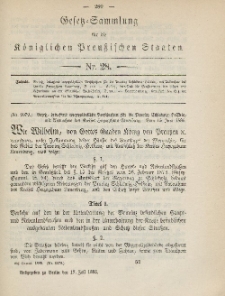 Gesetz-Sammlung für die Königlichen Preussischen Staaten, 17. Juli 1885, nr. 28.
