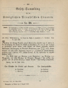 Gesetz-Sammlung für die Königlichen Preussischen Staaten, 8. August 1885, nr. 30.