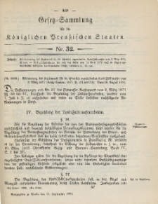 Gesetz-Sammlung für die Königlichen Preussischen Staaten, 14. September 1885, nr. 32.