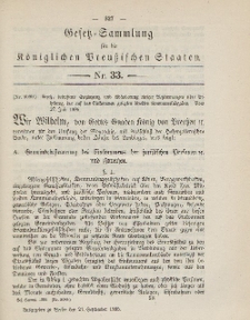 Gesetz-Sammlung für die Königlichen Preussischen Staaten, 21. September 1885, nr. 33.