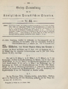 Gesetz-Sammlung für die Königlichen Preussischen Staaten, 10. Oktober 1885, nr. 34.