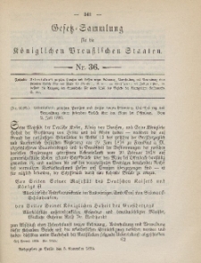 Gesetz-Sammlung für die Königlichen Preussischen Staaten, 5. November 1885, nr. 36.
