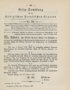 Gesetz-Sammlung für die Königlichen Preussischen Staaten, 14. Dezember 1885, nr. 38.