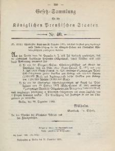 Gesetz-Sammlung für die Königlichen Preussischen Staaten, 31. Dezember 1885, nr. 40.