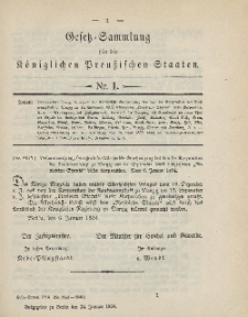 Gesetz-Sammlung für die Königlichen Preussischen Staaten, 24. Januar 1894, nr. 1.