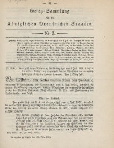 Gesetz-Sammlung für die Königlichen Preussischen Staaten, 30. März 1894, nr. 5.
