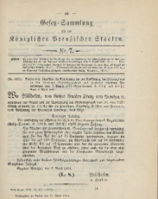 Gesetz-Sammlung für die Königlichen Preussischen Staaten, 17. April 1894, nr. 7.