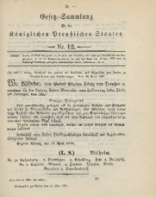 Gesetz-Sammlung für die Königlichen Preussischen Staaten, 11. Mai 1894, nr. 12.