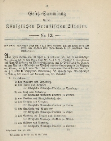 Gesetz-Sammlung für die Königlichen Preussischen Staaten, 12. Mai 1894, nr. 13.