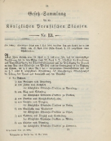 Gesetz-Sammlung für die Königlichen Preussischen Staaten, 12. Mai 1894, nr. 13.