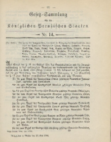 Gesetz-Sammlung für die Königlichen Preussischen Staaten, 29. Mai 1894, nr. 14.