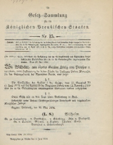 Gesetz-Sammlung für die Königlichen Preussischen Staaten, 5. Juni 1894, nr. 15.