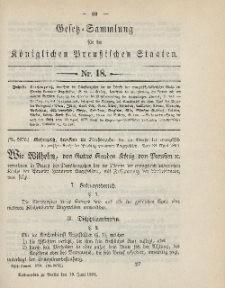 Gesetz-Sammlung für die Königlichen Preussischen Staaten, 19. Juni 1894, nr. 18.