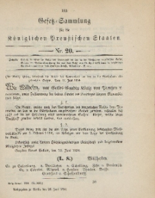 Gesetz-Sammlung für die Königlichen Preussischen Staaten, 26. Juni 1894, nr. 20.
