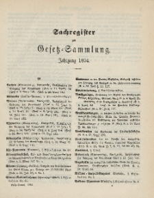 Gesetz-Sammlung für die Königlichen Preussischen Staaten (Sachregister), 1894