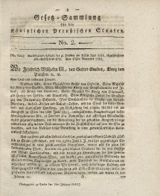 Gesetz-Sammlung für die Königlichen Preussischen Staaten, 2. Februar 1822, nr. 2.