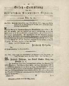 Gesetz-Sammlung für die Königlichen Preussischen Staaten, 23. März 1822, nr. 4.