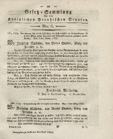 Gesetz-Sammlung für die Königlichen Preussischen Staaten, 6. April 1822, nr. 6.