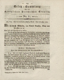 Gesetz-Sammlung für die Königlichen Preussischen Staaten, 25. Juni 1822, nr. 11.