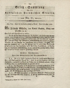 Gesetz-Sammlung für die Königlichen Preussischen Staaten, 25. Juni 1822, nr. 11.