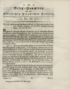 Gesetz-Sammlung für die Königlichen Preussischen Staaten, 1. Juli 1822, nr. 12.
