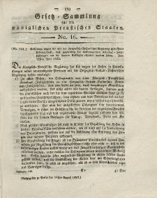 Gesetz-Sammlung für die Königlichen Preussischen Staaten, 10. Juli 1822, nr. 15.