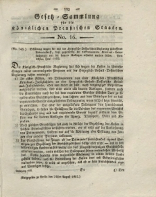 Gesetz-Sammlung für die Königlichen Preussischen Staaten, 24. August 1822, nr. 16.