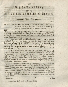 Gesetz-Sammlung für die Königlichen Preussischen Staaten, 30. November 1822, nr. 20.