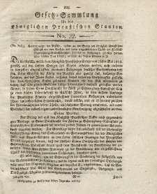 Gesetz-Sammlung für die Königlichen Preussischen Staaten, 19. Dezember 1822, nr. 22.