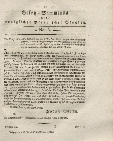 Gesetz-Sammlung für die Königlichen Preussischen Staaten, 27. Februar 1823, nr. 3.