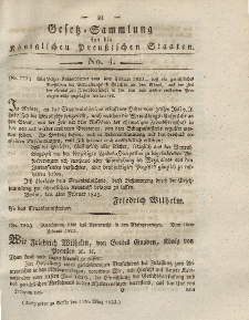 Gesetz-Sammlung für die Königlichen Preussischen Staaten, 11. März 1823, nr. 4.