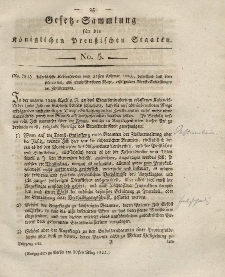 Gesetz-Sammlung für die Königlichen Preussischen Staaten, 20. März 1823, nr. 5.