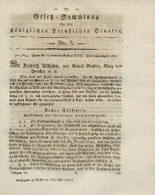 Gesetz-Sammlung für die Königlichen Preussischen Staaten, 15. Mai 1823, nr. 9.