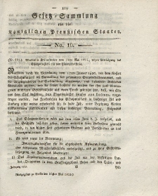 Gesetz-Sammlung für die Königlichen Preussischen Staaten, 24. Mai 1823, nr. 10.