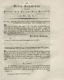 Gesetz-Sammlung für die Königlichen Preussischen Staaten, 12. Juli 1823, nr. 12.