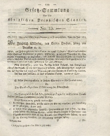 Gesetz-Sammlung für die Königlichen Preussischen Staaten, 3. August 1823, nr. 13.