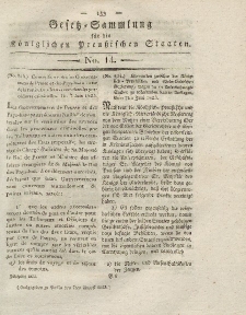 Gesetz-Sammlung für die Königlichen Preussischen Staaten, 7. August 1823, nr. 14.