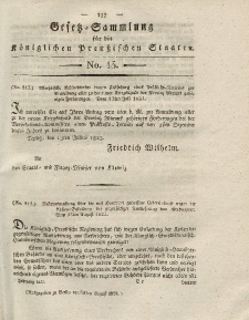 Gesetz-Sammlung für die Königlichen Preussischen Staaten, 30. August 1823, nr. 15.