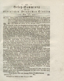 Gesetz-Sammlung für die Königlichen Preussischen Staaten, 23. Dezember 1823, nr. 19.