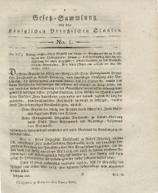 Gesetz-Sammlung für die Königlichen Preussischen Staaten, 5. Januar 1824, nr. 1.