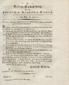 Gesetz-Sammlung für die Königlichen Preussischen Staaten, 6. März 1824, nr. 5.