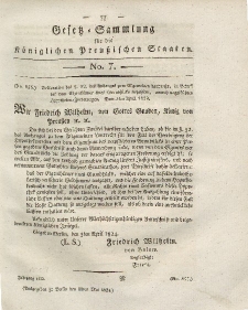 Gesetz-Sammlung für die Königlichen Preussischen Staaten, 11. Mai 1824, nr. 7.