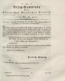 Gesetz-Sammlung für die Königlichen Preussischen Staaten, 1. Juli 1824, nr. 11.