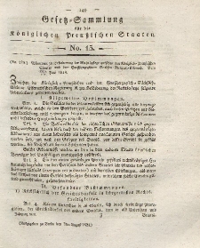 Gesetz-Sammlung für die Königlichen Preussischen Staaten, 7. August 1824, nr. 15.